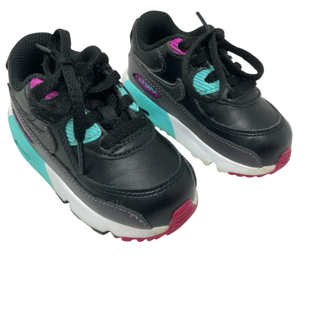 Nike Air Max 90 Shoes S833416-033 5C Toddler Baby Sneaker Shoes Black Pink Multi